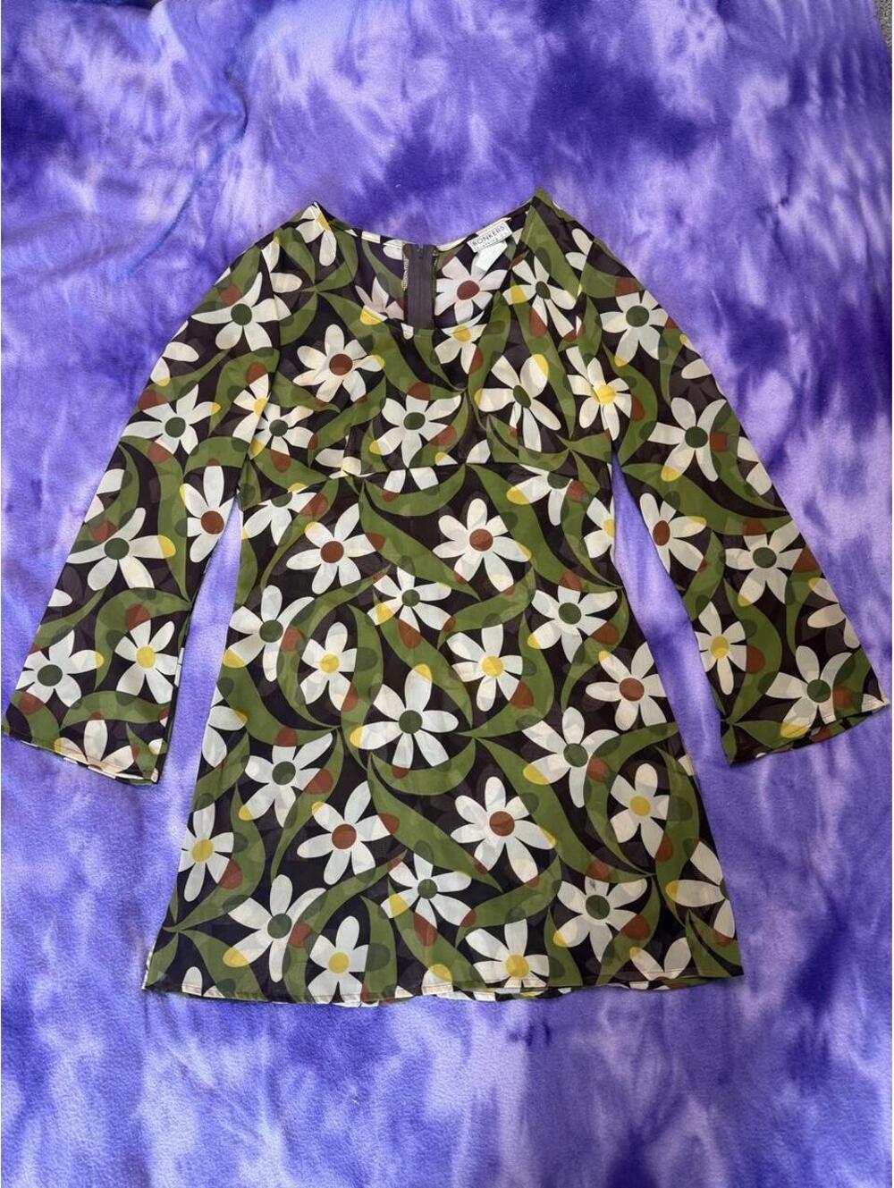 Bonkers Clothing Co. retro floral print y2k does 70s sheer dress
